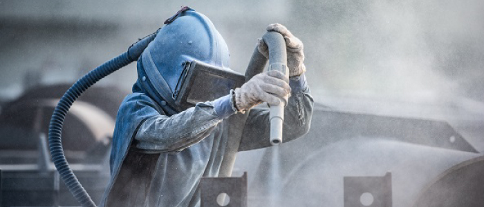 Sandblasting part in the chamber